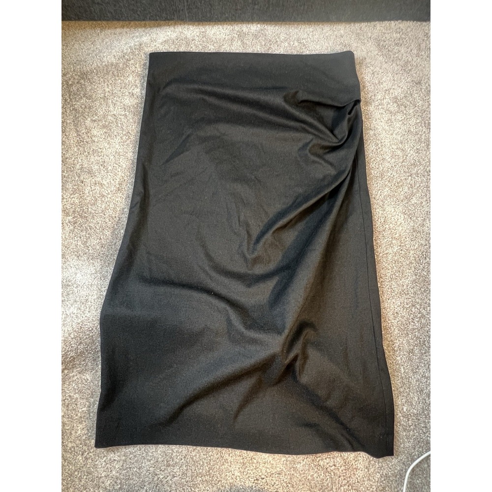 zara womens pencil straight long black skirt w/ side slit ruched size XXL